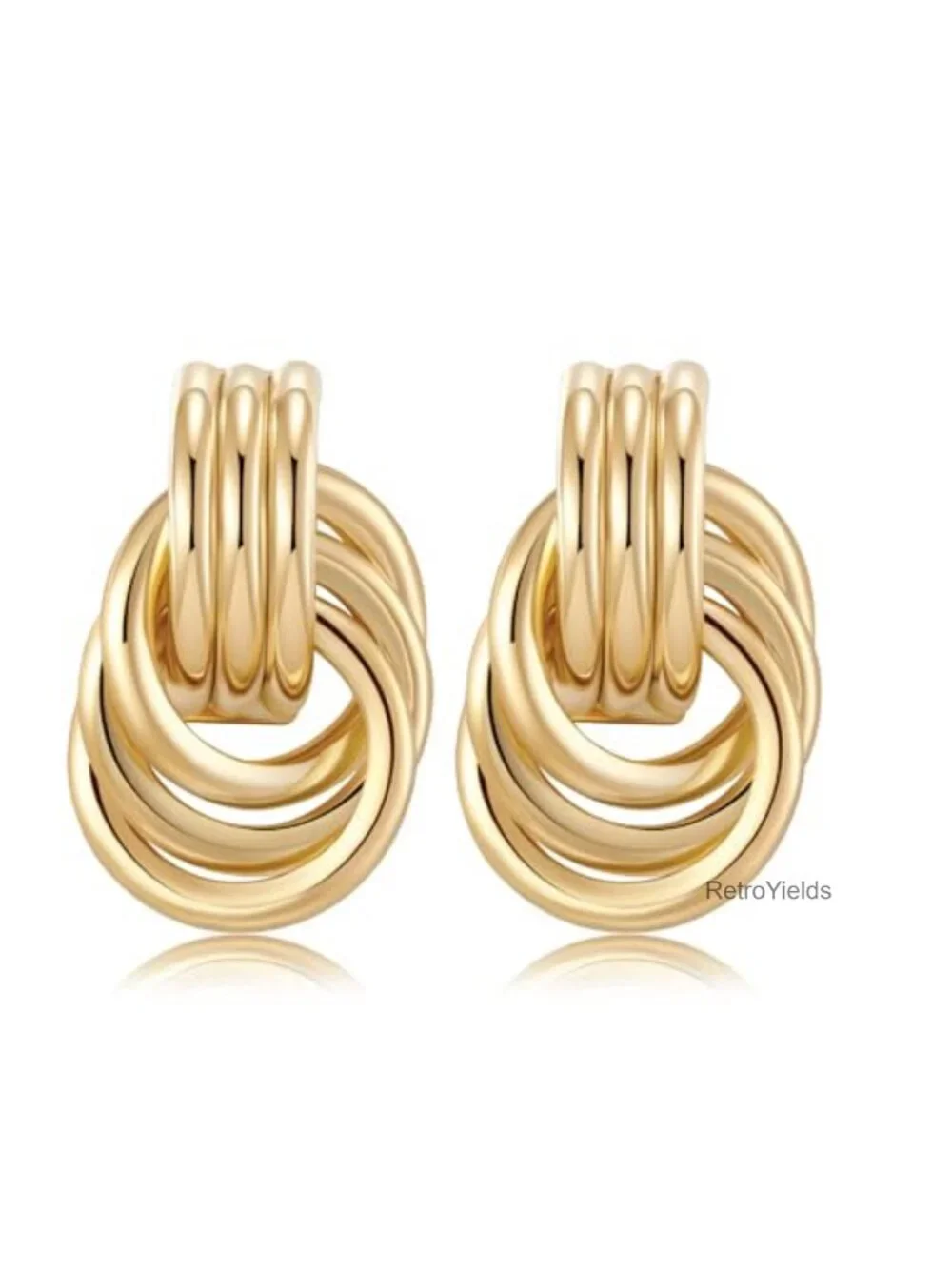 Chunky Gold Knot Circle Drop Dangle Earrings for Women Trendy Hypoallergenic